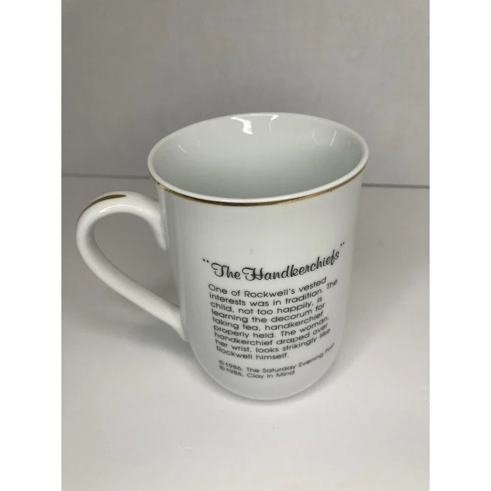 Norman Rockwell Coffee Cup Mug The Saturday Evening Post 1986 The Handkerchiefs